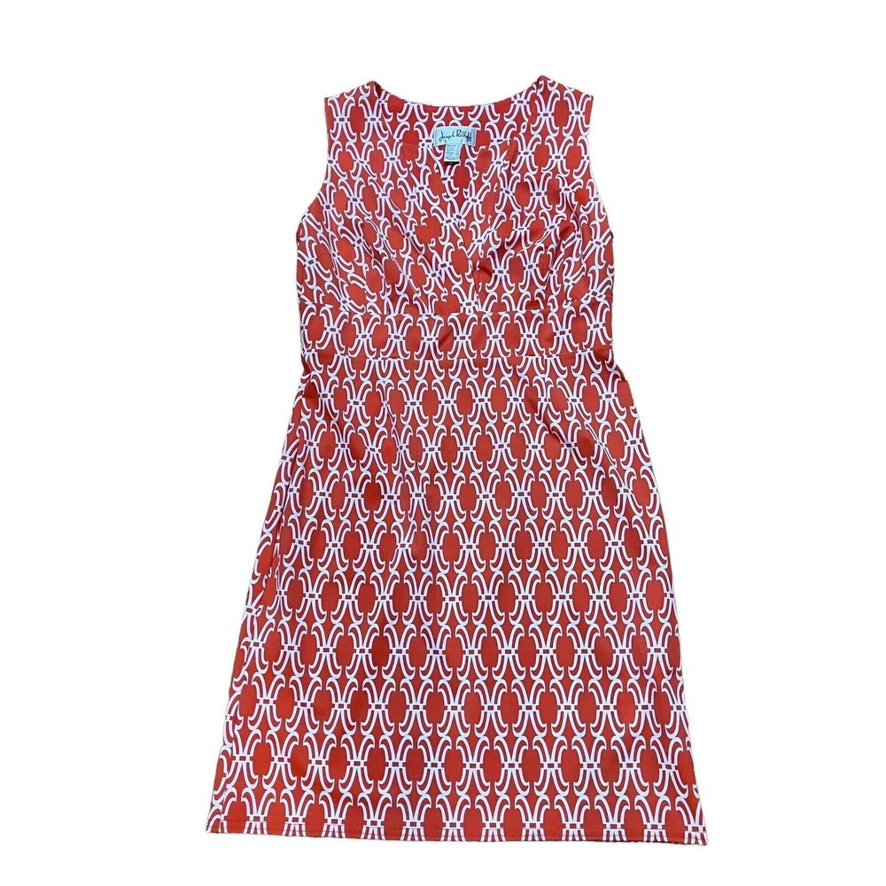 Joseph Ribkoff Womens Dress Size 12 Nylon Stretch Trellis Pattern Preppy Red
